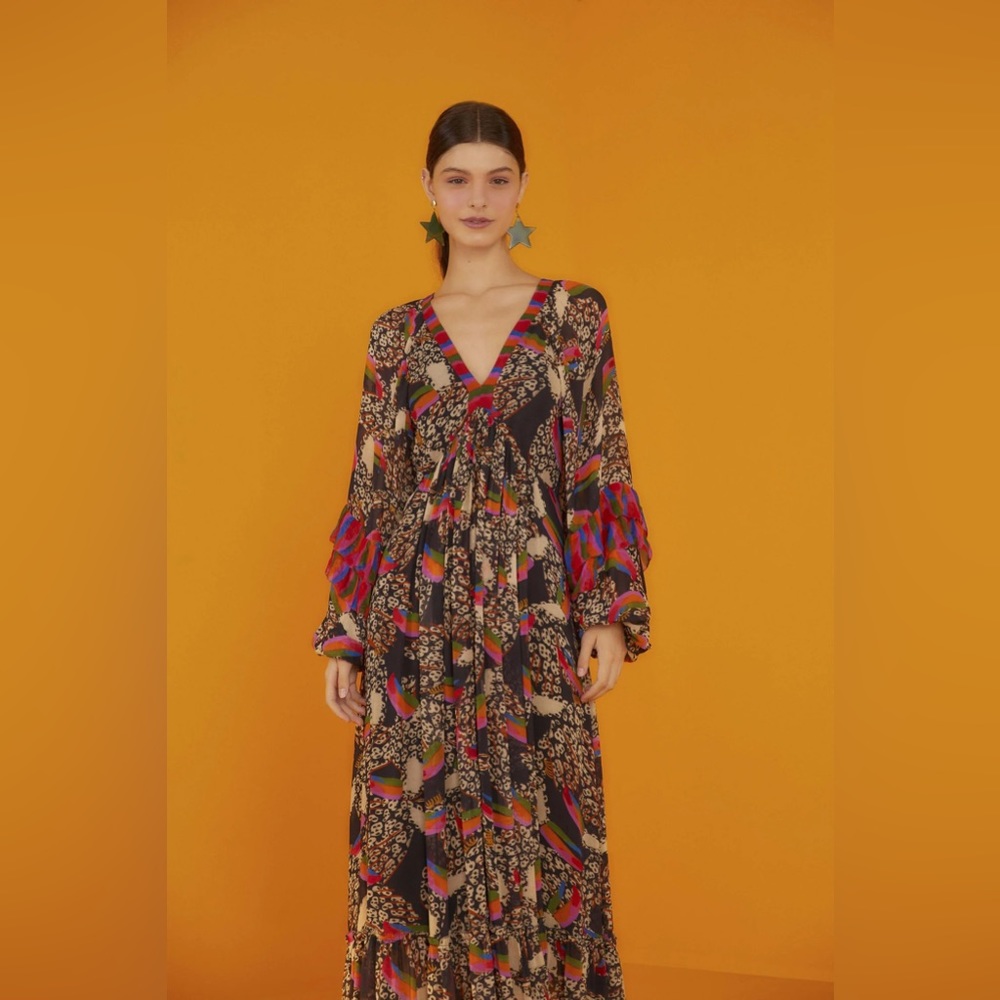 Farm Rio Leopard Toucans Maxi Dress
